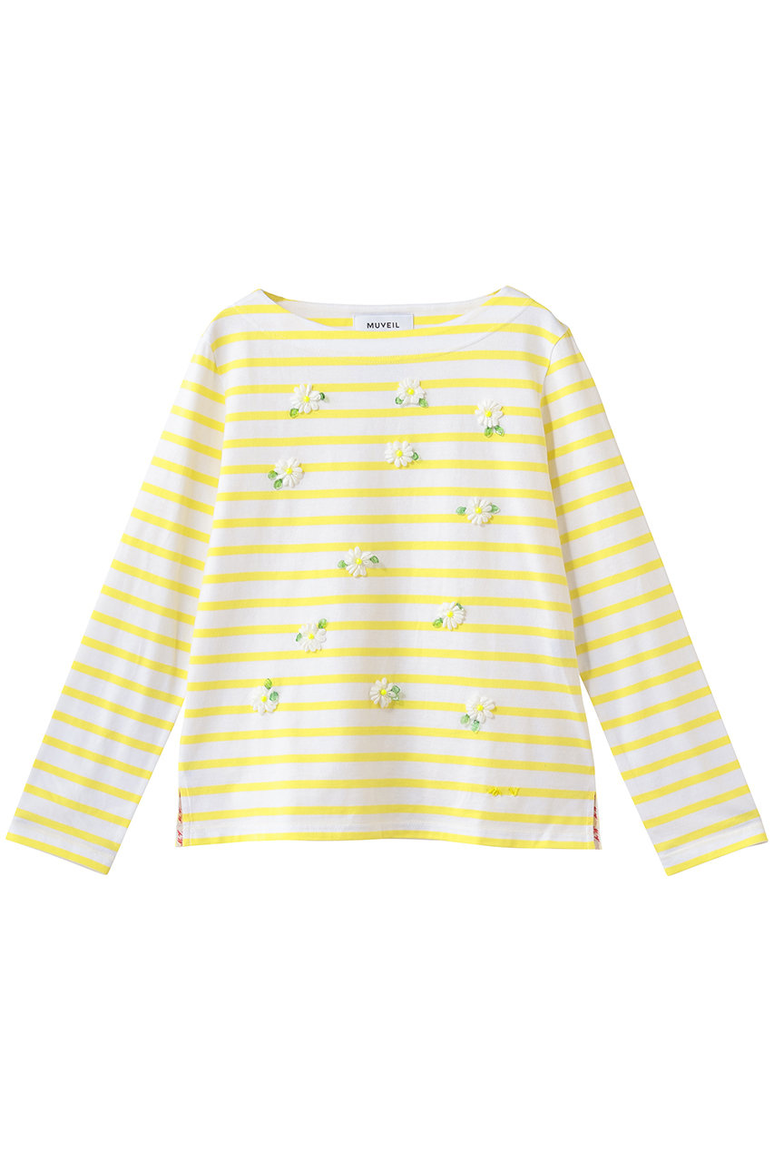 ミュベール/MUVEILのエーデルワイスボーダーカットソー(イエロー/MA261UTS005)