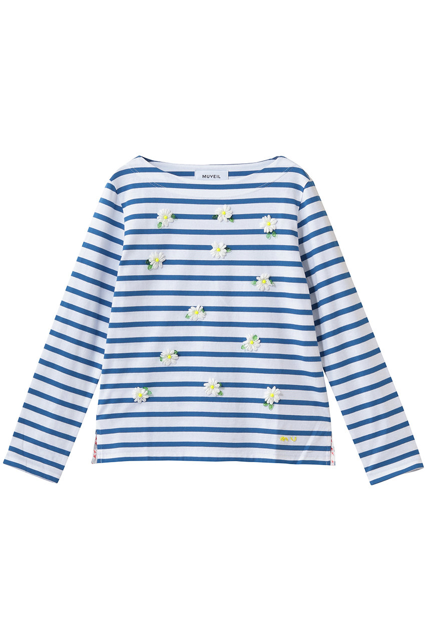 ミュベール/MUVEILのエーデルワイスボーダーカットソー(ブルー/MA261UTS005)