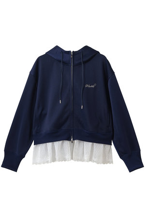 ミュベール/MUVEILの裾レース裏毛パーカー