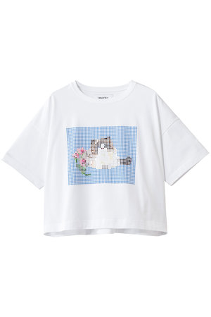 ミュベール/MUVEILのキャットプリント刺しゅうTシャツ(110100/110102)
