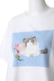 キャットプリント刺しゅうTシャツ ミュベール/MUVEIL