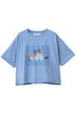キャットプリント刺しゅうTシャツ