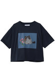 キャットプリント刺しゅうTシャツ
