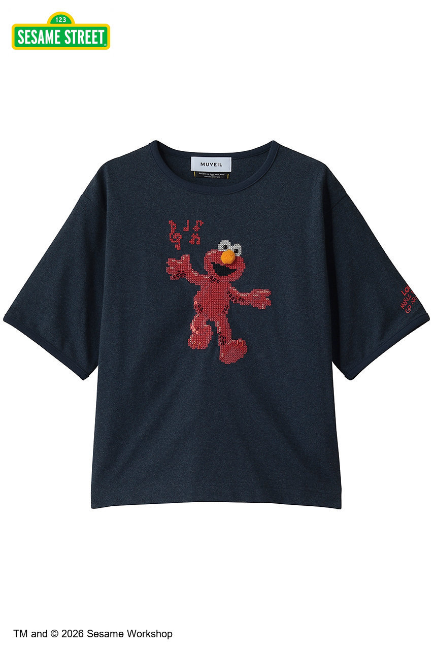 ミュベール/MUVEILのセサミストリートコラボ エルモ Tシャツ(ネイビー/MA262UTS702)
