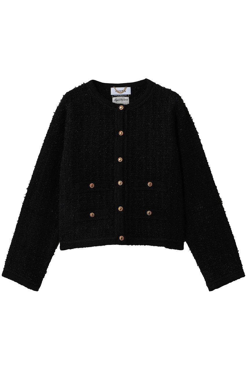 MUVEIL ミックスヤーンニットジャケット (ブラック, 38) ミュベール ELLE SHOP