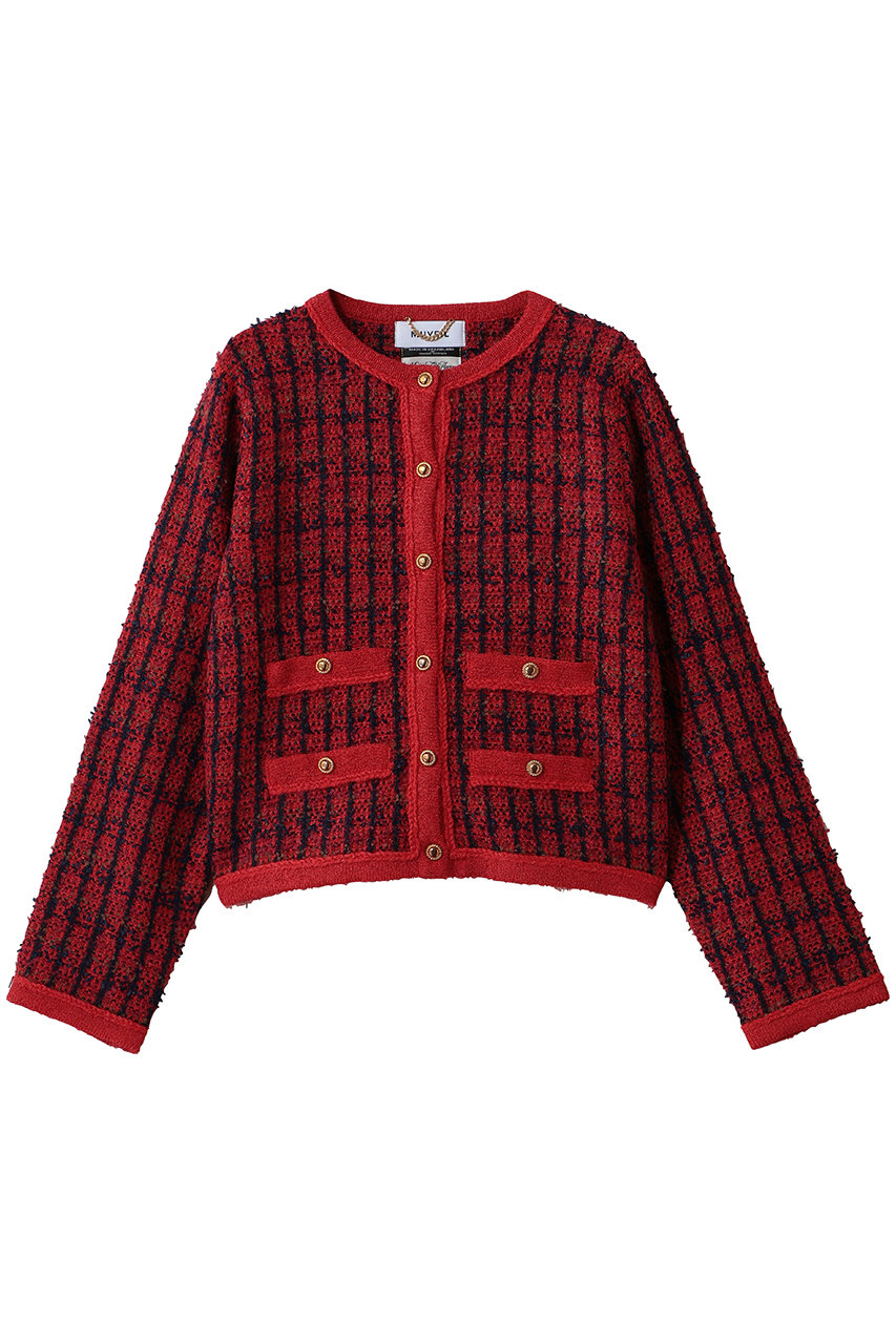 MUVEIL ミックスヤーンニットジャケット (レッド, 38) ミュベール ELLE SHOP
