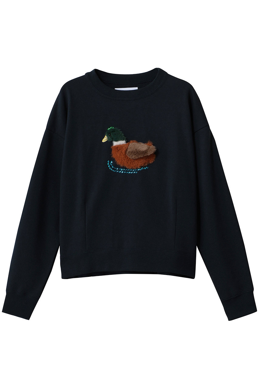 MUVEIL ダックモチーフ裏毛プルオーバー (ネイビー, 36) ミュベール ELLE SHOP