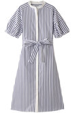 【MUVEIL WORK】ストライプ前開きワンピース