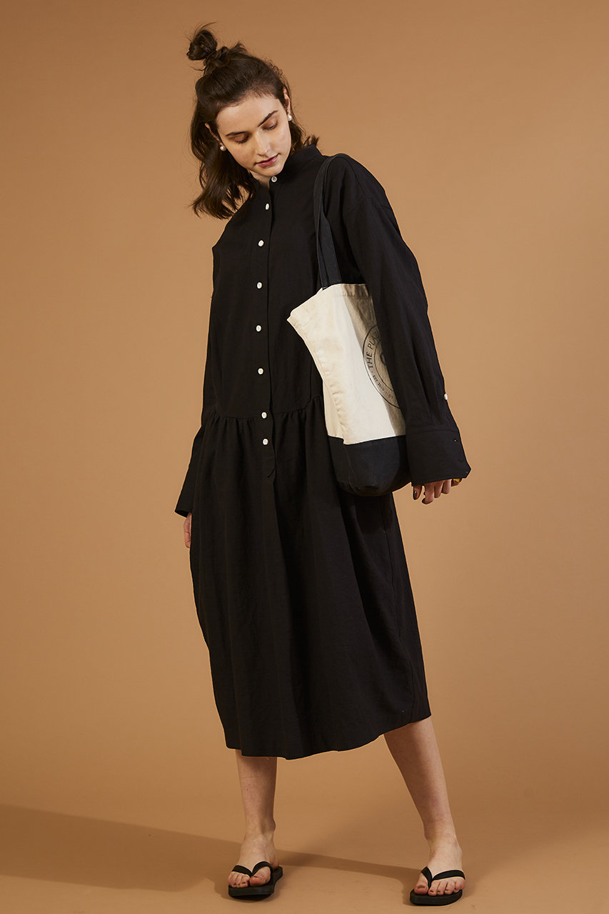 Shinzone シンゾーン バンドカラーシャツドレス ブラック の通販 Elleshop エル ショップ