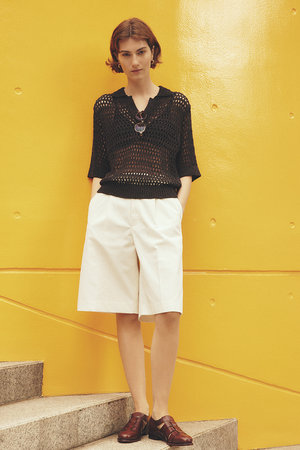 オープンワークポロニット