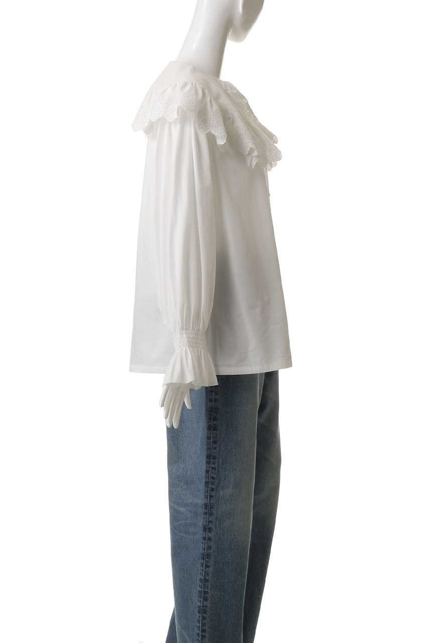 シンゾーン　THE SHINZONE フリルカラー レースブラウス 白　24ss シンゾーン THE SHINZONE フリルカラー レースブラウス 白 24ss
