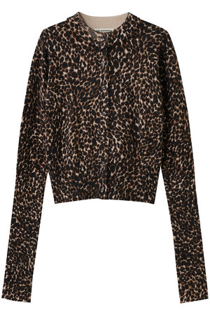 レオパードロングリブニットカーディガン