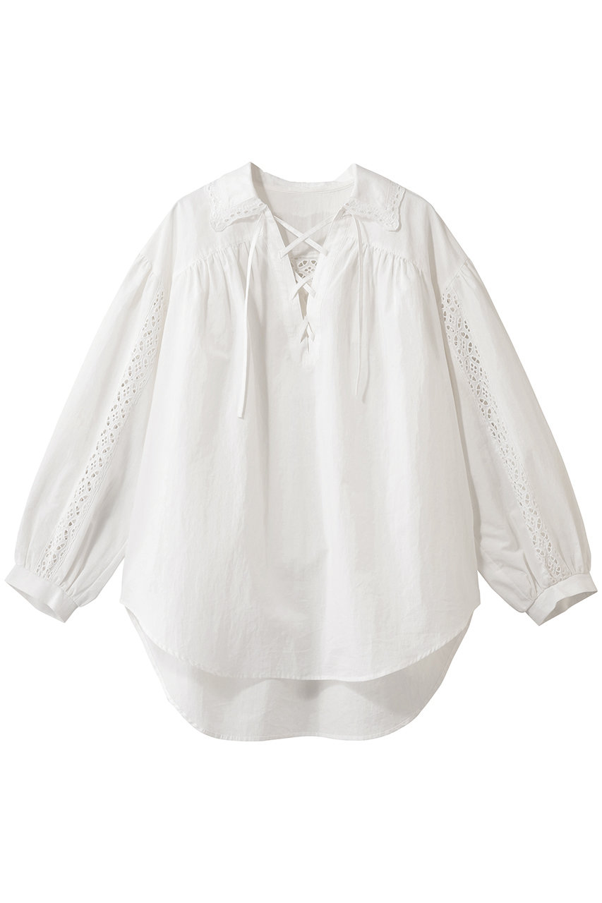シンゾーン/Shinzoneのレースアップブラウス(ホワイト/26SMSBL02)