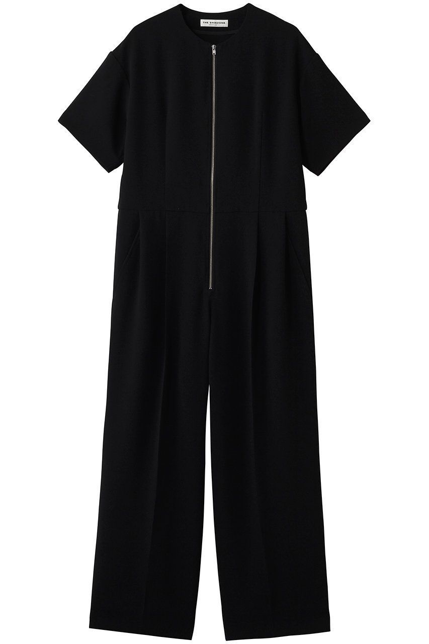 Shinzone ダブルクロスジャンプスーツ (ブラック, 36) シンゾーン ELLE SHOP