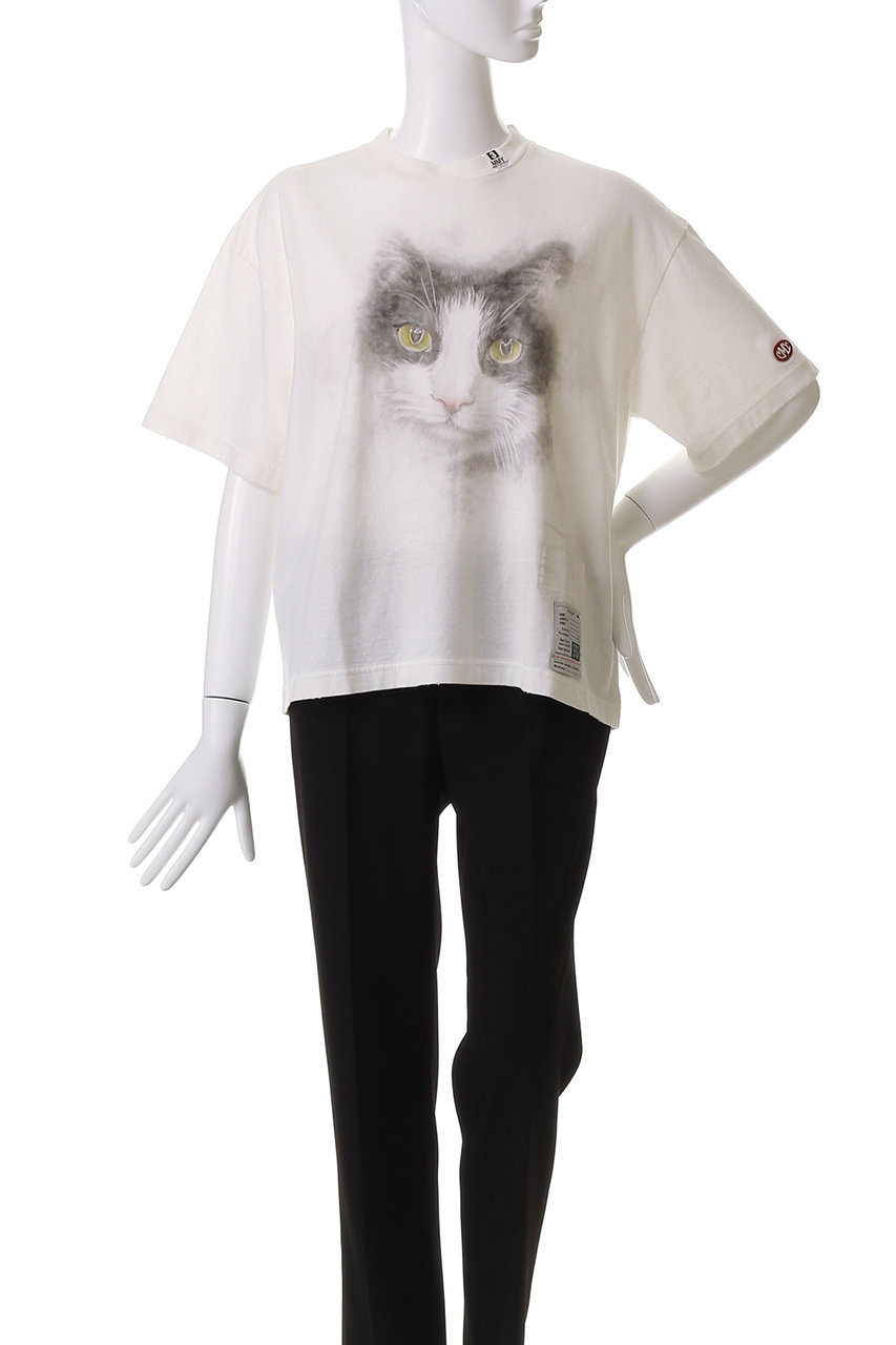 メゾンミハラヤスヒロ ブリーチド キャット プリント ロングスリーブ Tシャツ MAISON MIHARA YASUHIRO tシャツ Cat Print Bleached T-shirt