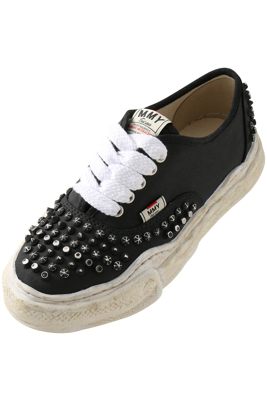 Maison MIHARA YASUHIRO 【UNISEX】【Maison MIHARA YASUHIRO】BAKER オリジンナル ソール スタッデッド ペイント キャンバス ロー -トップ スニーカー (ブラック, 39(24.5cm)) メゾン ミハラヤスヒロ ELLE SHOP