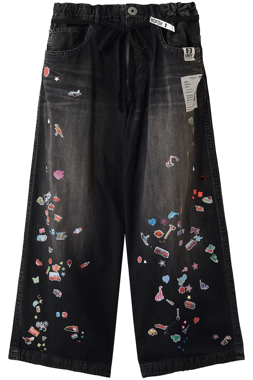 メゾン ミハラヤスヒロ/Maison MIHARA YASUHIROの【Maison MIHARA YASUHIRO】DENIM HUGE ディテールパンツ with KIDS STICKER(ブラック/K16PT342)