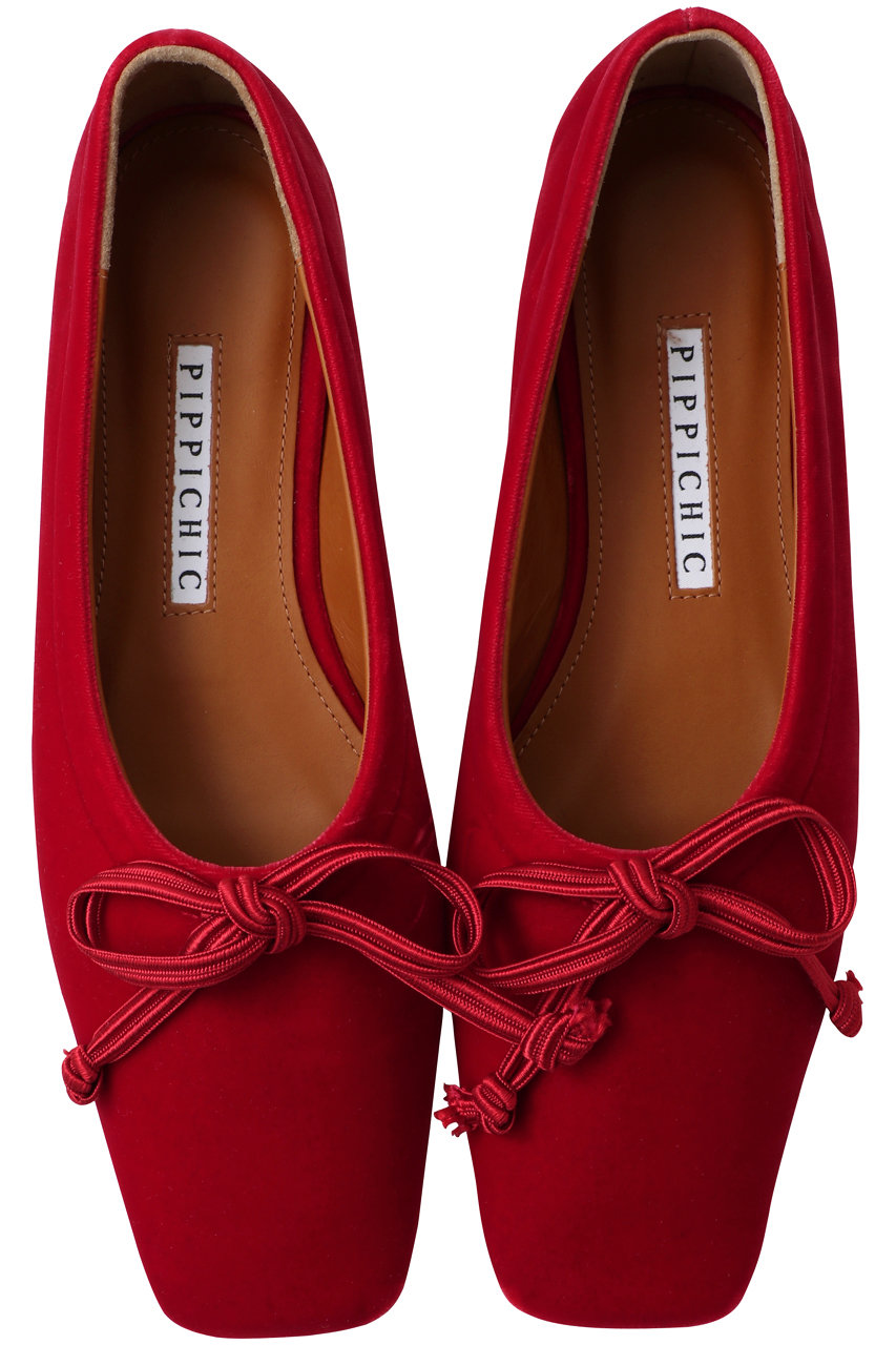 PIPPICHIC AMBER ベルベットバレエシューズ (ルージュ, 35.5(22.5)) ピッピシック ELLE SHOP PIPPICHIC AMBER ベルベットバレエシューズ (ルージュ, 35.5(22.5)) ピッピシック ELLE SHOP
