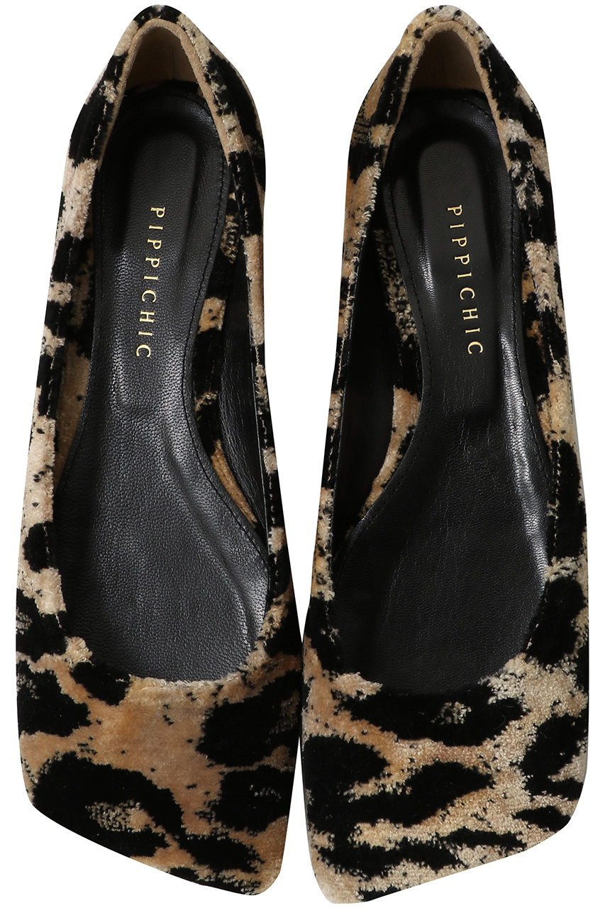 PIPPICHIC LINDA FLAT ベロアフラットシューズ (レオパード, 37.5(24.5)) ピッピシック ELLE SHOP PIPPICHIC LINDA FLAT ベロアフラットシューズ (レオパード, 37.5(24.5)) ピッピシック ELLE SHOP