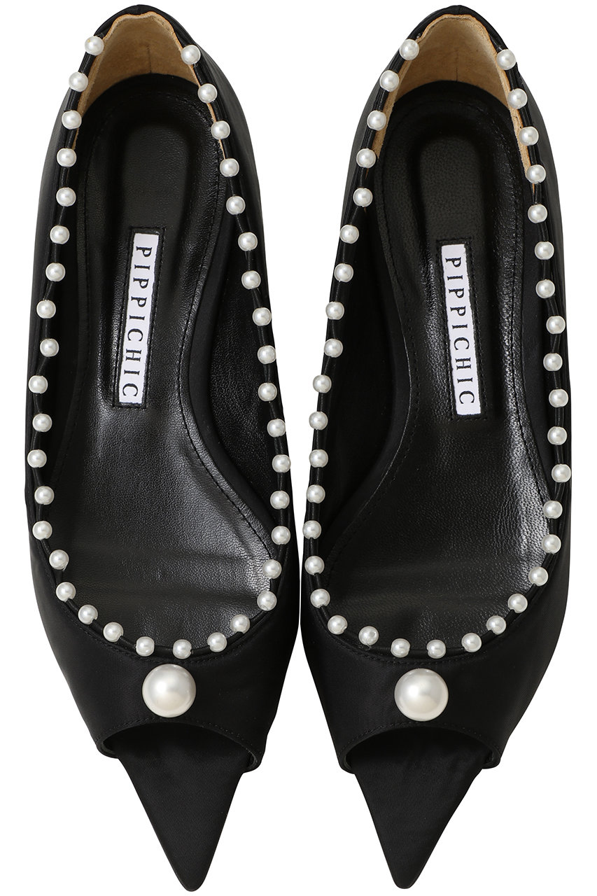 ピッピシック/PIPPICHICの【予約販売】ANNA ANKLET オープントゥフラットシューズ(ブラック×パール/PP26S-ANNA ANKLET 4)