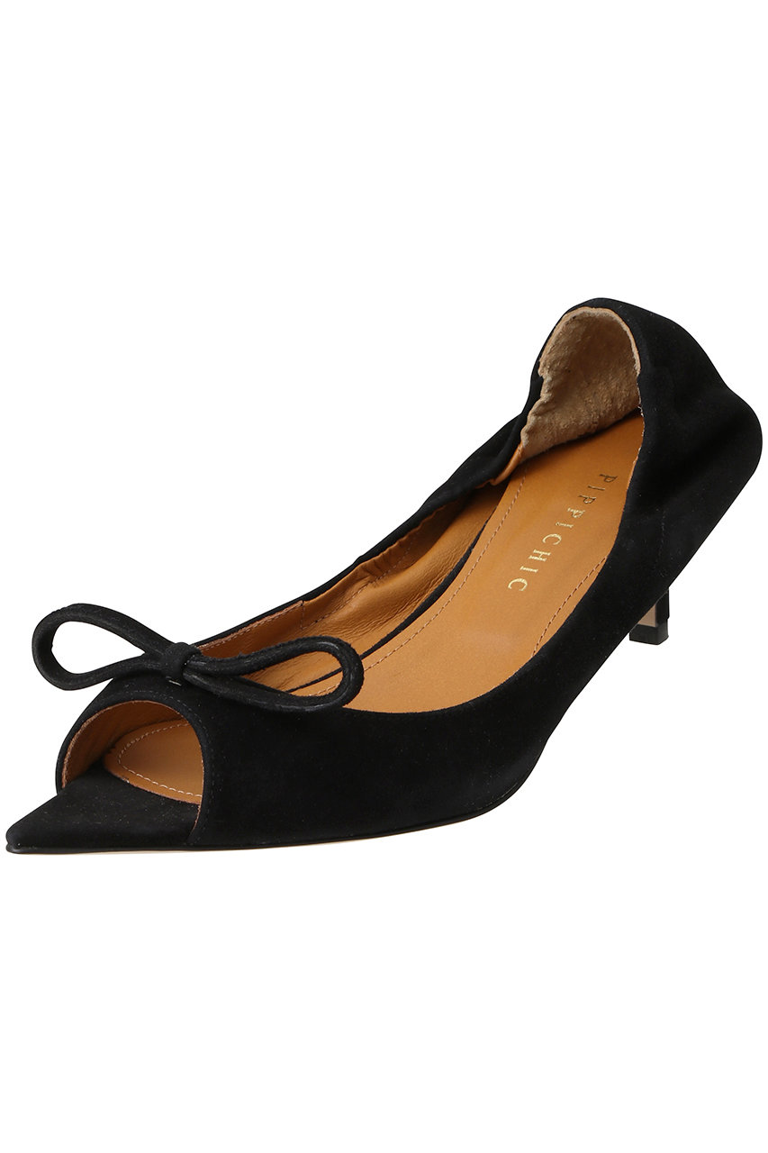 ピッピシック/PIPPICHICのCHRISTEL Re-born スエードオープントゥパンプス(ブラック/PP26S-CHRISTEL Re-born 13)