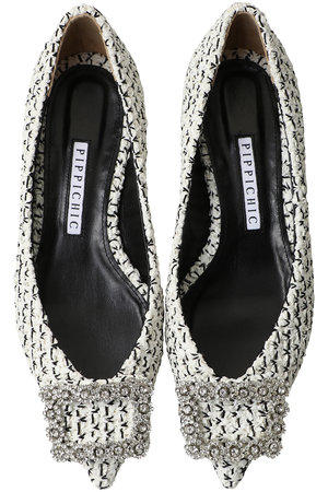 ピッピシック/PIPPICHICのANNA V JEWELRY ラッセルツイードフラットシューズ(130400/130401)