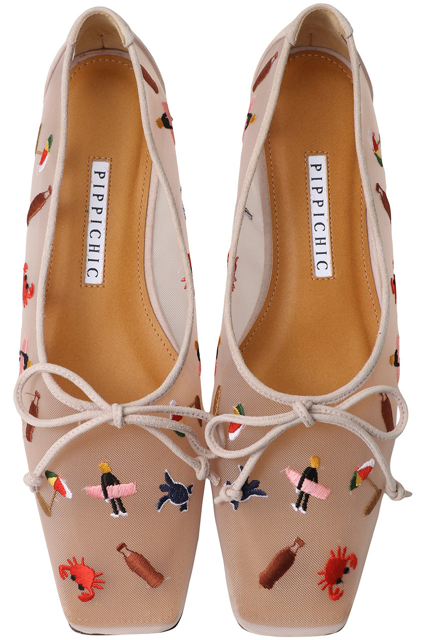 ピッピシック/PIPPICHICの【予約販売】AMBER BALLET チュール刺しゅうフラットシューズ(ベビーピンク/PP26S-AMBER BALLET summer)