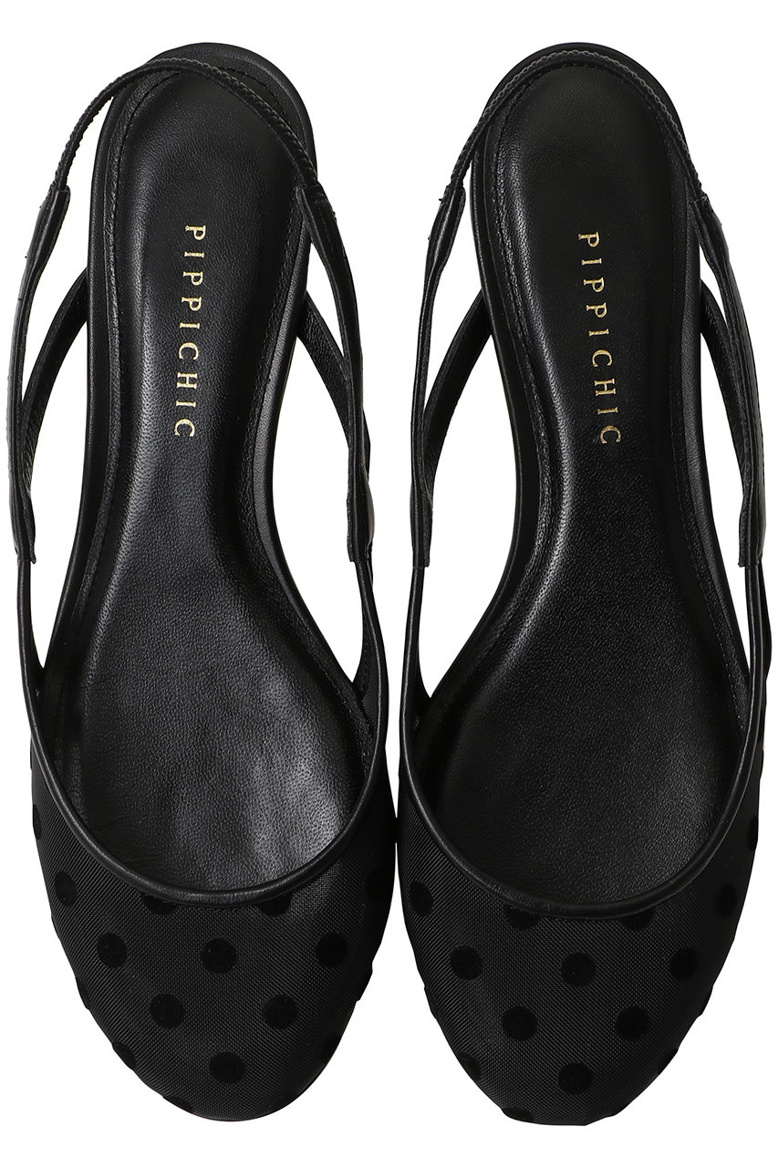 ピッピシック/PIPPICHICの【予約販売】CHU CHU SLING ドットチュールフラットシューズ(ブラック/PP26S-CHU CHU sling 21)