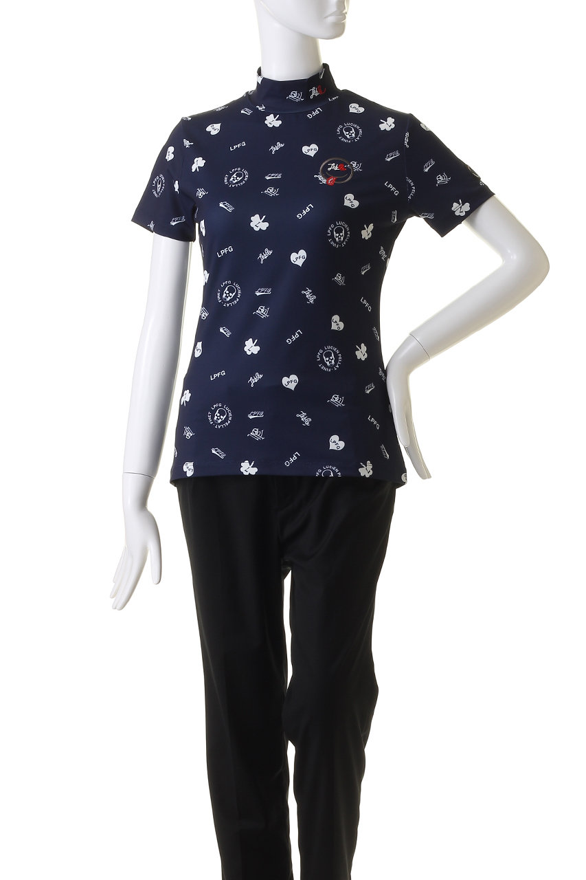 LPFG ウィメンズ オールオーバー 半袖モックネックシャツ新品 LPFG ウィメンズ オールオーバー 半袖モックネックシャツ新品