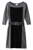 ボーダーベルト付きニットドレス