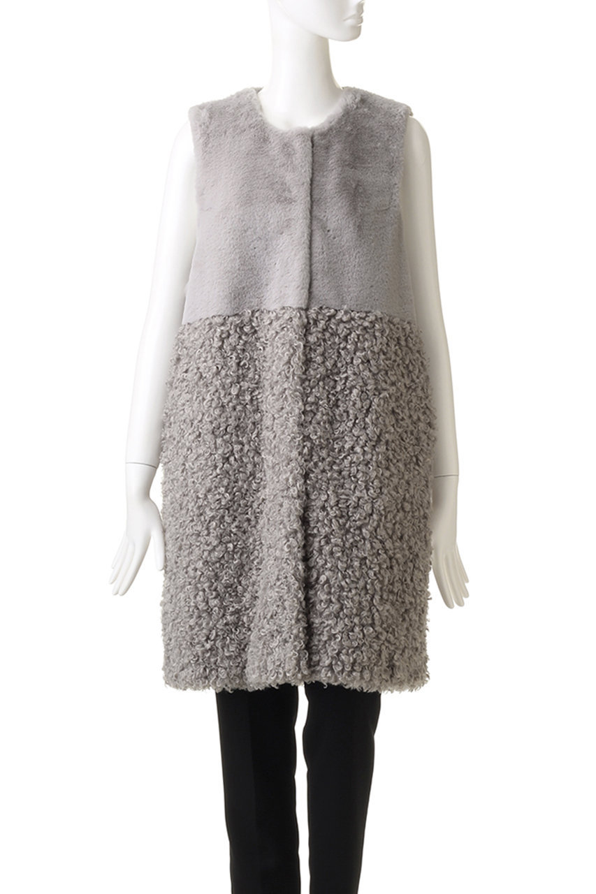 LIGNAGGIO リナージオ　フェイクファー ロングジレ　ダークグレー　M LIGNAGGIO(リナージオ)｜フェイクファー ロングジレ/モカ の通販