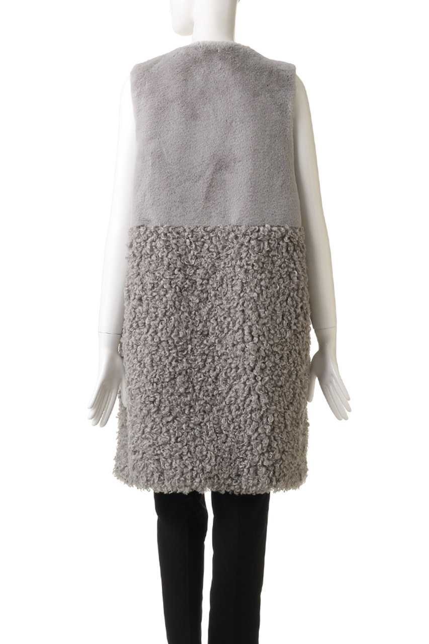 LIGNAGGIO リナージオ　フェイクファー ロングジレ　ダークグレー　M LIGNAGGIO(リナージオ)｜フェイクファー ロングジレ/モカ の通販