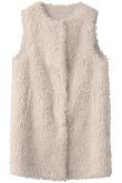 カシミヤ風フェイクファー1枚仕立 リバーシブル ジレ