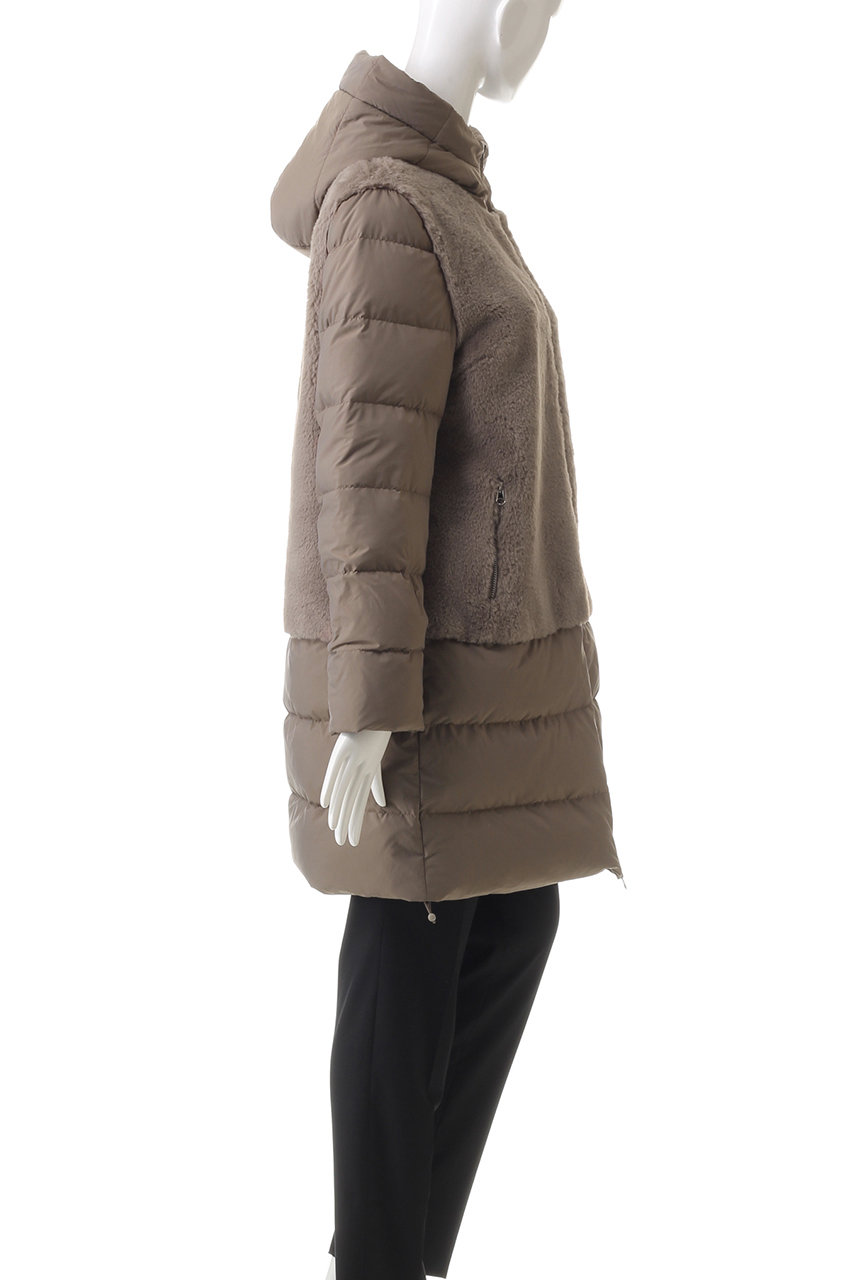 LIGNAGGIO(リナージオ)｜ミンク風ダウンコート フード付き/モカ の通販