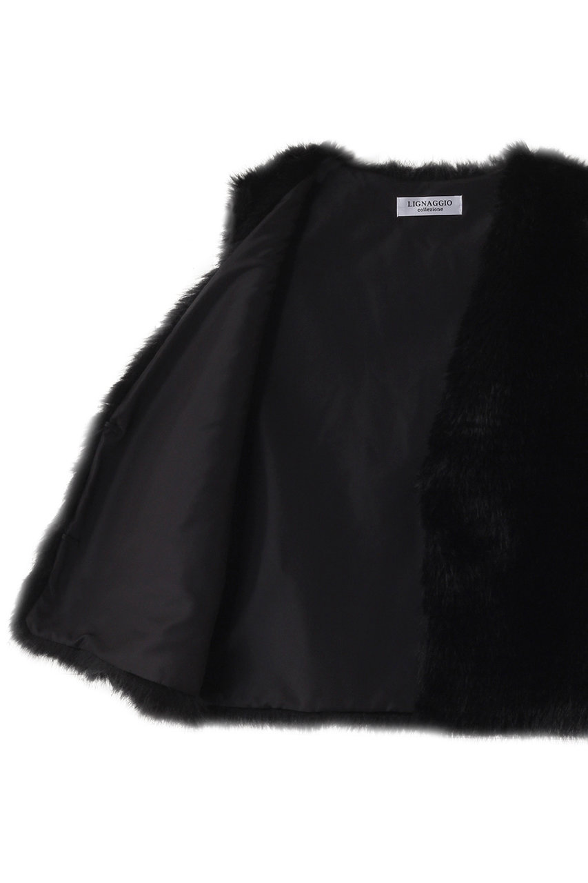 LIGNAGGIO(リナージオ)｜フワフワフェイクファージレ/ブラック の通販