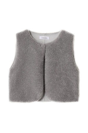 リナージオ/LIGNAGGIOのラムボアフェイク 1枚仕立ノーカラーショートジレ