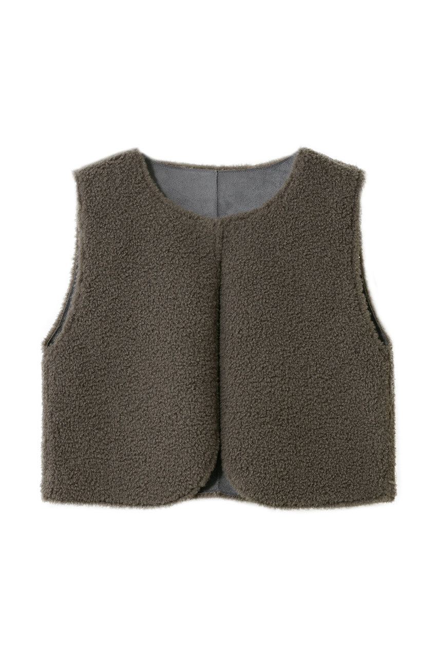 ラムボアフェイク 1枚仕立ノーカラーショートジレ