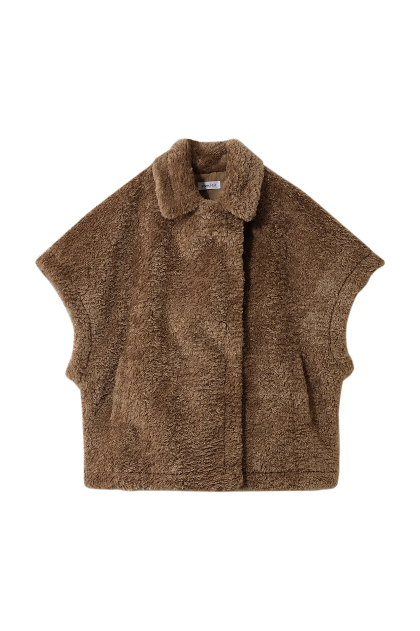 リナージオ/LIGNAGGIOのラム風フェイクフレンチスリープジレ(キャメル/EK231)