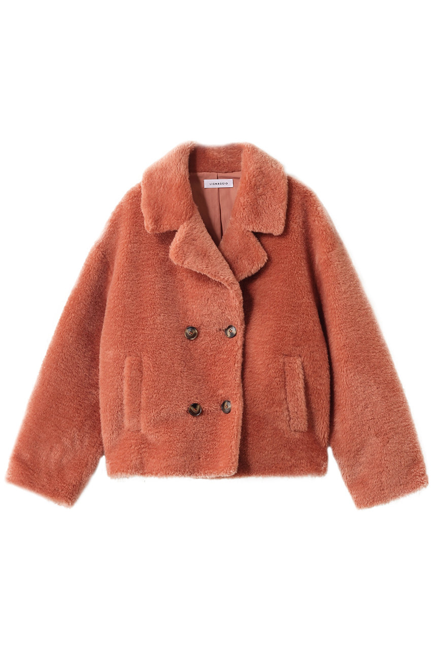 リナージオ/LIGNAGGIOのレッキス風長毛フェイクテーラードジャケット(オレンジ/EK081)