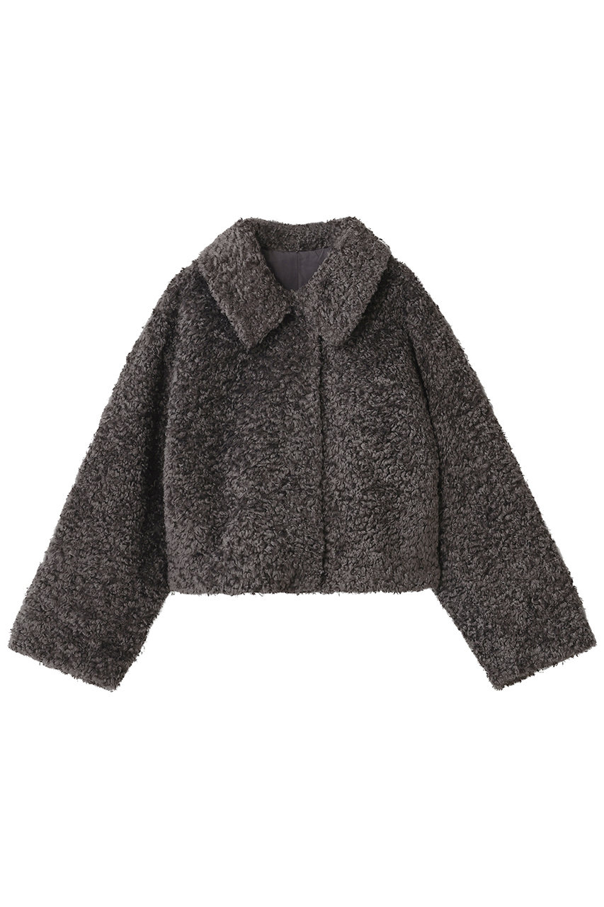 リナージオ/LIGNAGGIOの巻き毛フェイクショートジャケット(ダークグレー/DK171)