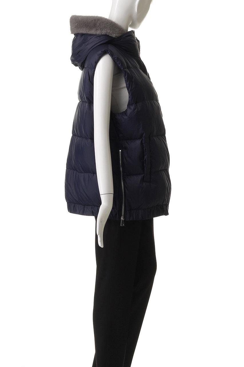 LIGNAGGIO(リナージオ)｜ミンク風フェイクダウンジレ/グレー×ネイビー