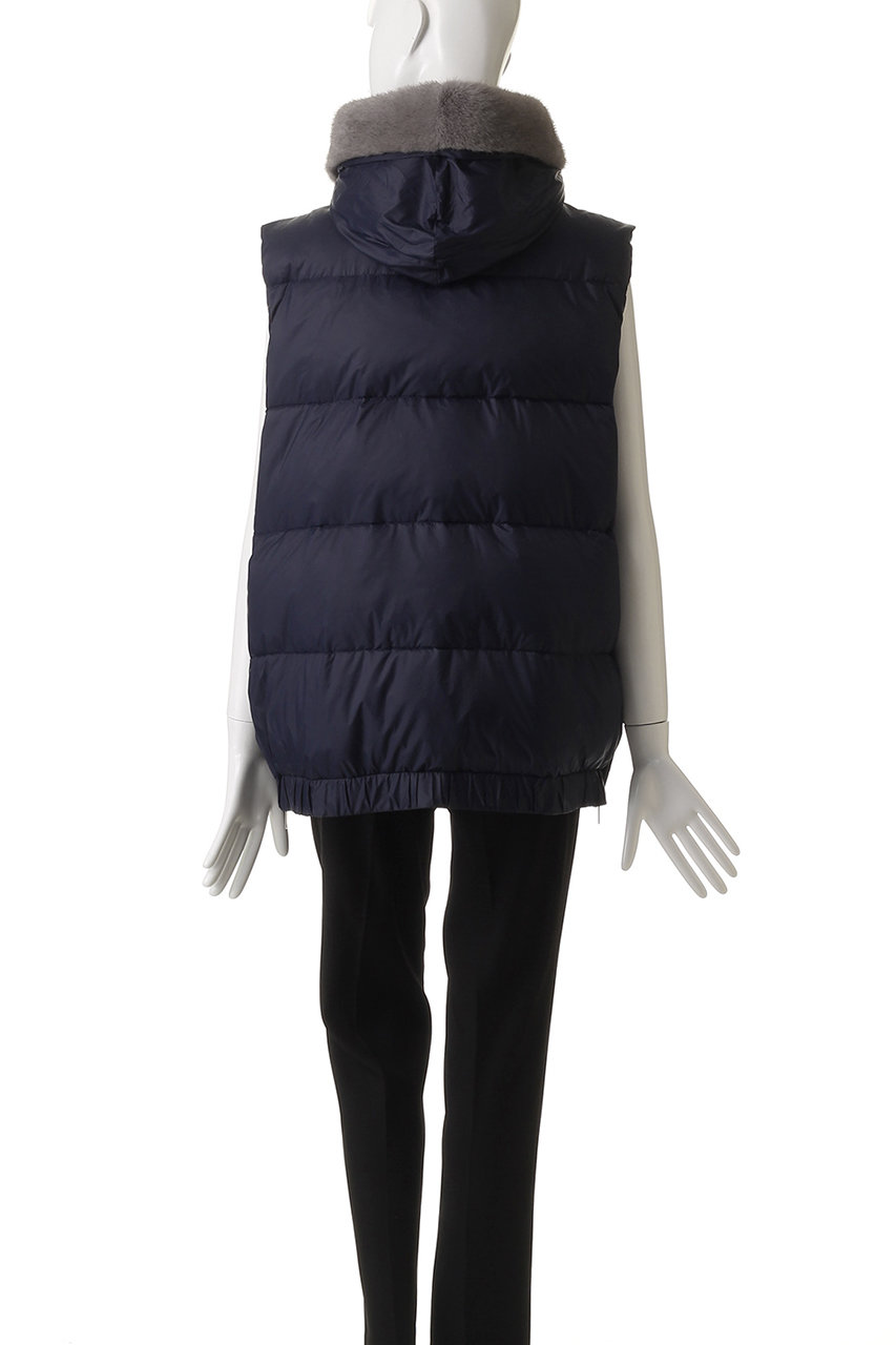 LIGNAGGIO(リナージオ)｜ミンク風フェイクダウンジレ/グレー×ネイビー