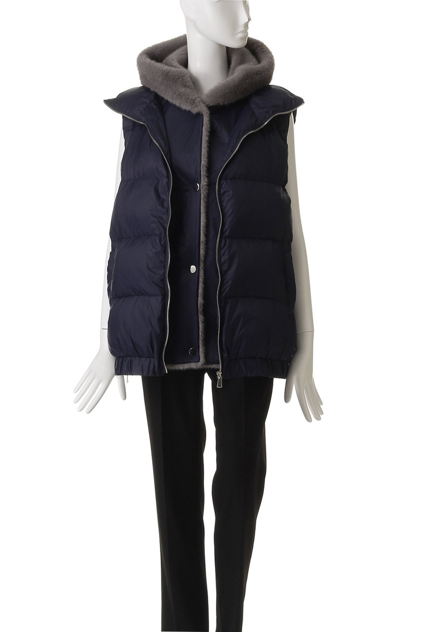 【☆SALE】LIGNAGGIO リナージオミンク風フレンチスリーブジレ　黒 item344008210101-1-2.jpg