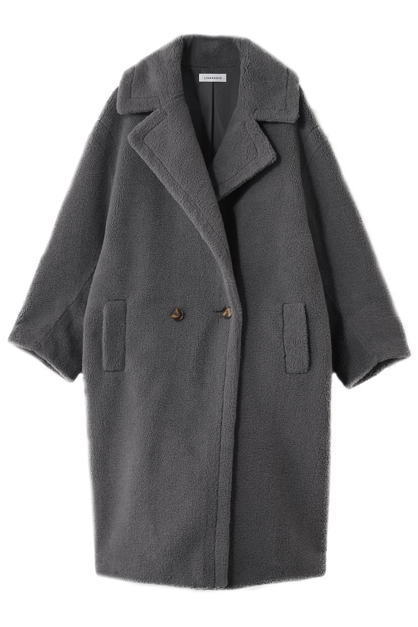 LIGNAGGIO ECOPELラムシャーリング風コート (グレー, M) リナージオ ELLE SHOP LIGNAGGIO ECOPELラムシャーリング風コート (グレー, M) リナージオ ELLE SHOP