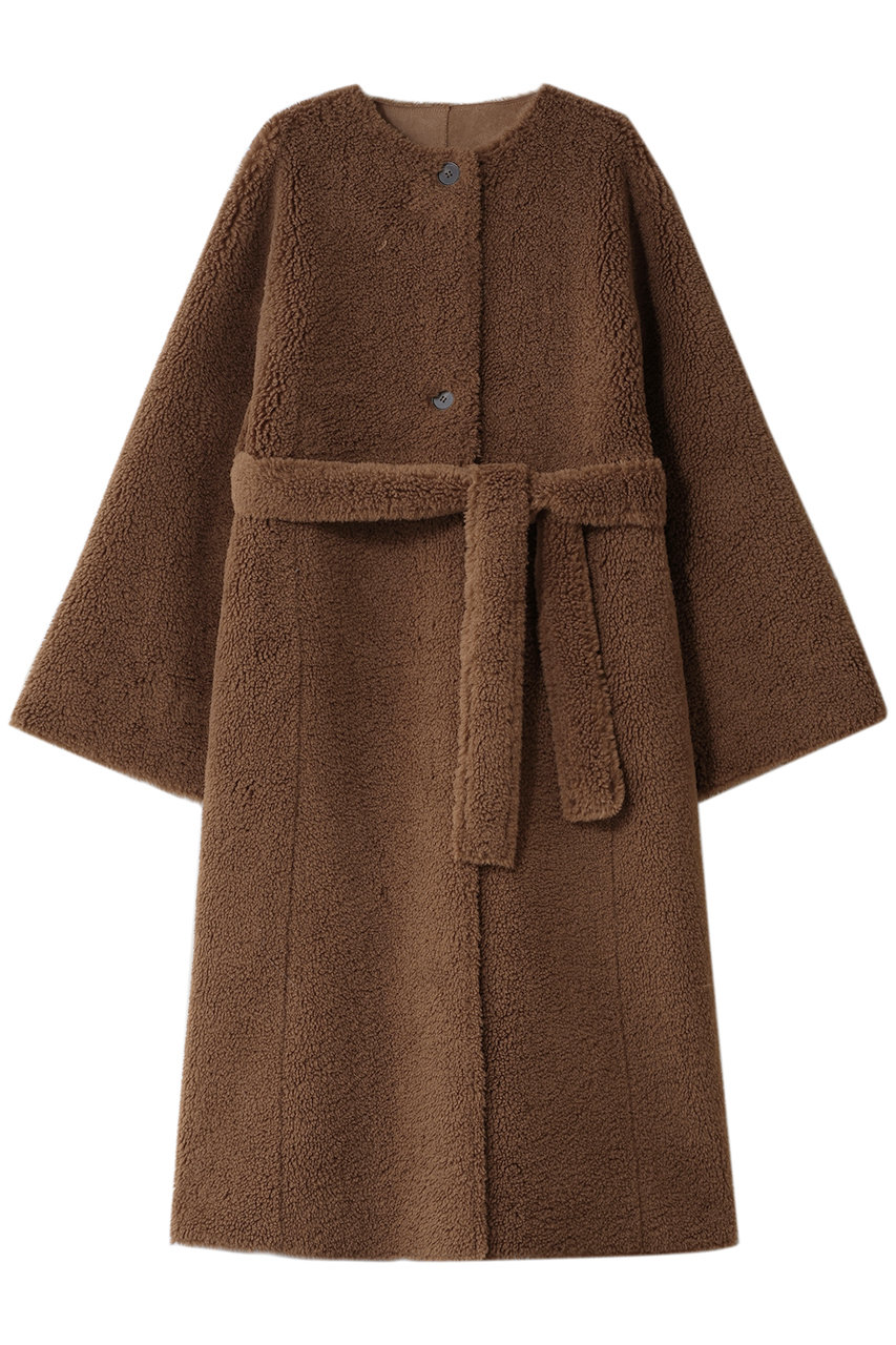 LIGNAGGIO ラム風 ボアタイプコート (キャメル, M) リナージオ ELLE SHOP