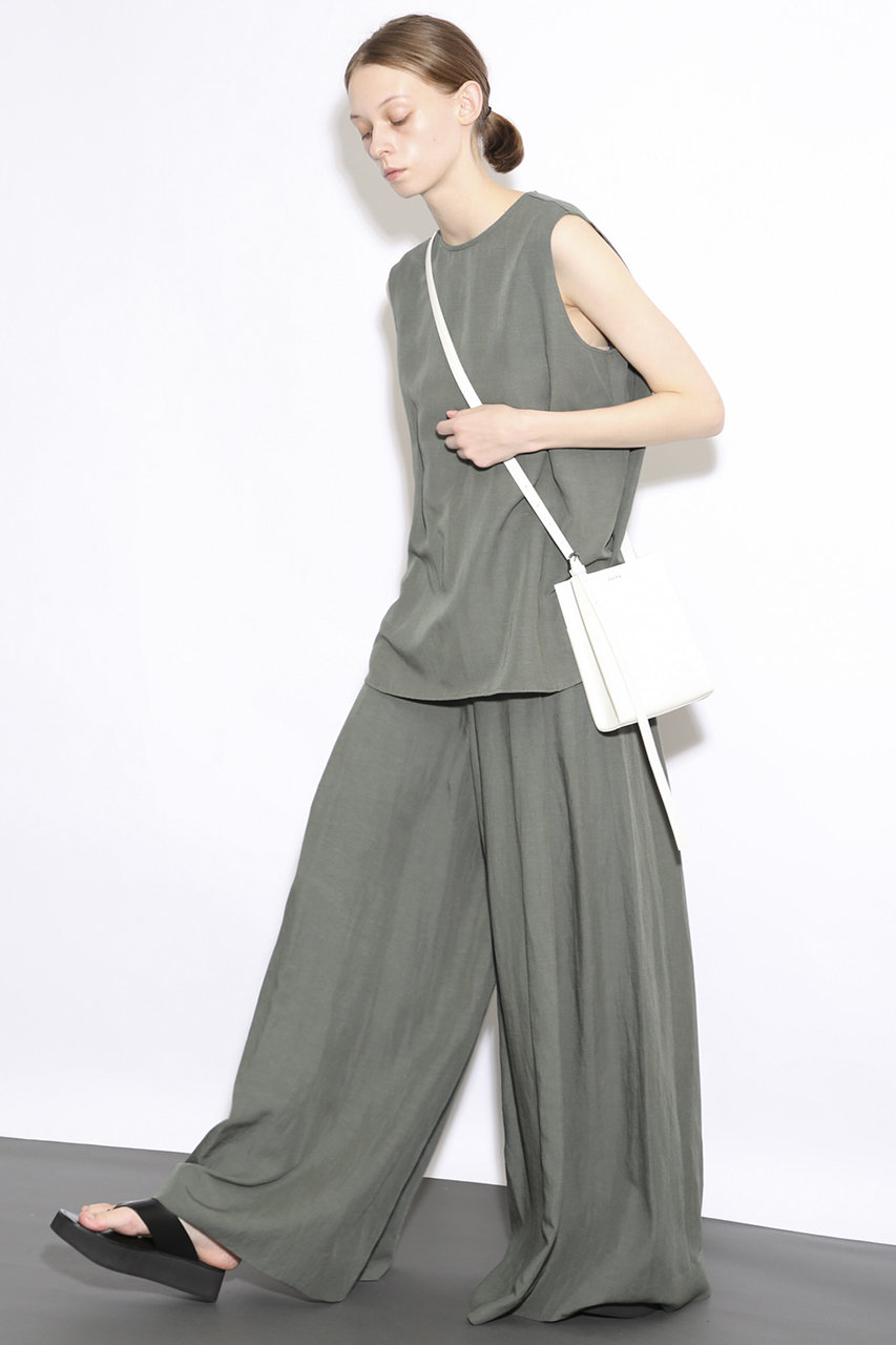 Sacra サクラ ビスコースリネンタンブルワイドパンツ アッシュグリーン の通販 Elleshop エル ショップ