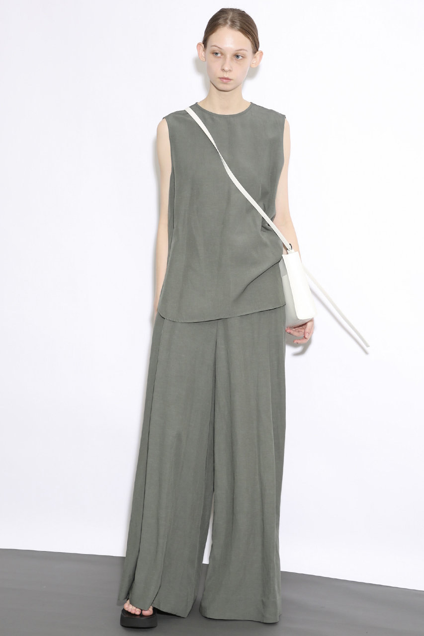 Sacra サクラ ビスコースリネンタンブルワイドパンツ アッシュグリーン の通販 Elleshop エル ショップ