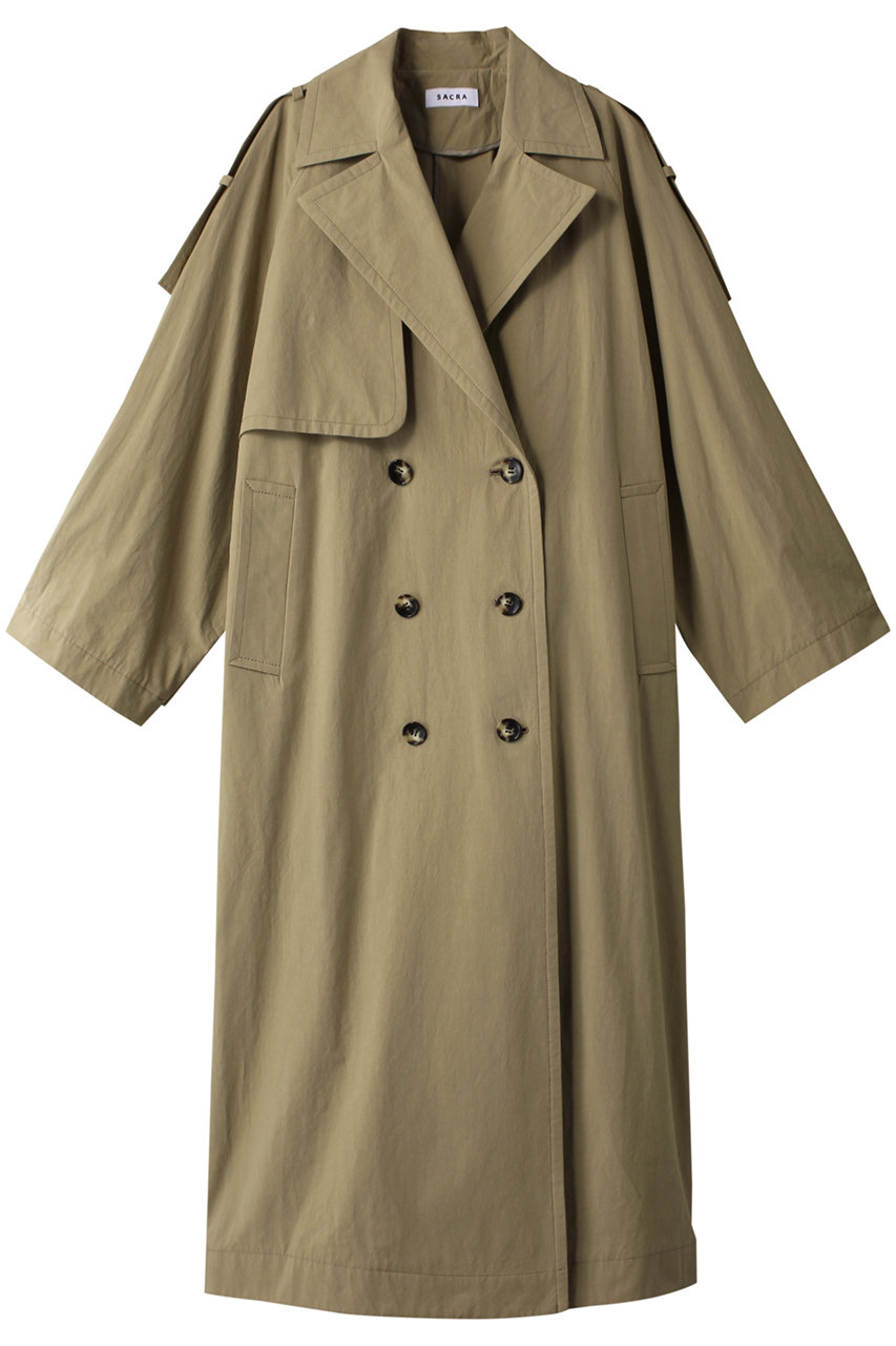 クランプルフィニッシュコットンロングコート