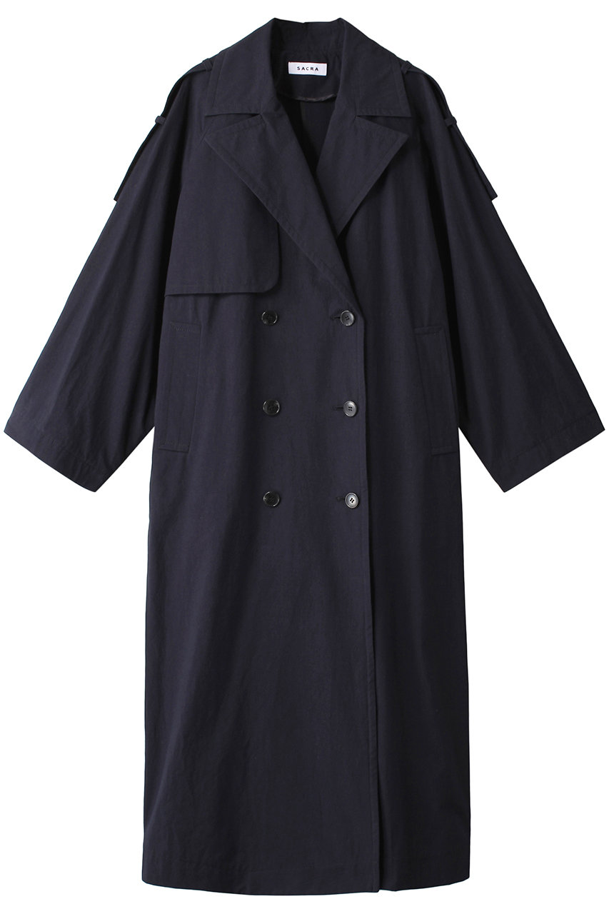 クランプルフィニッシュコットンロングコート