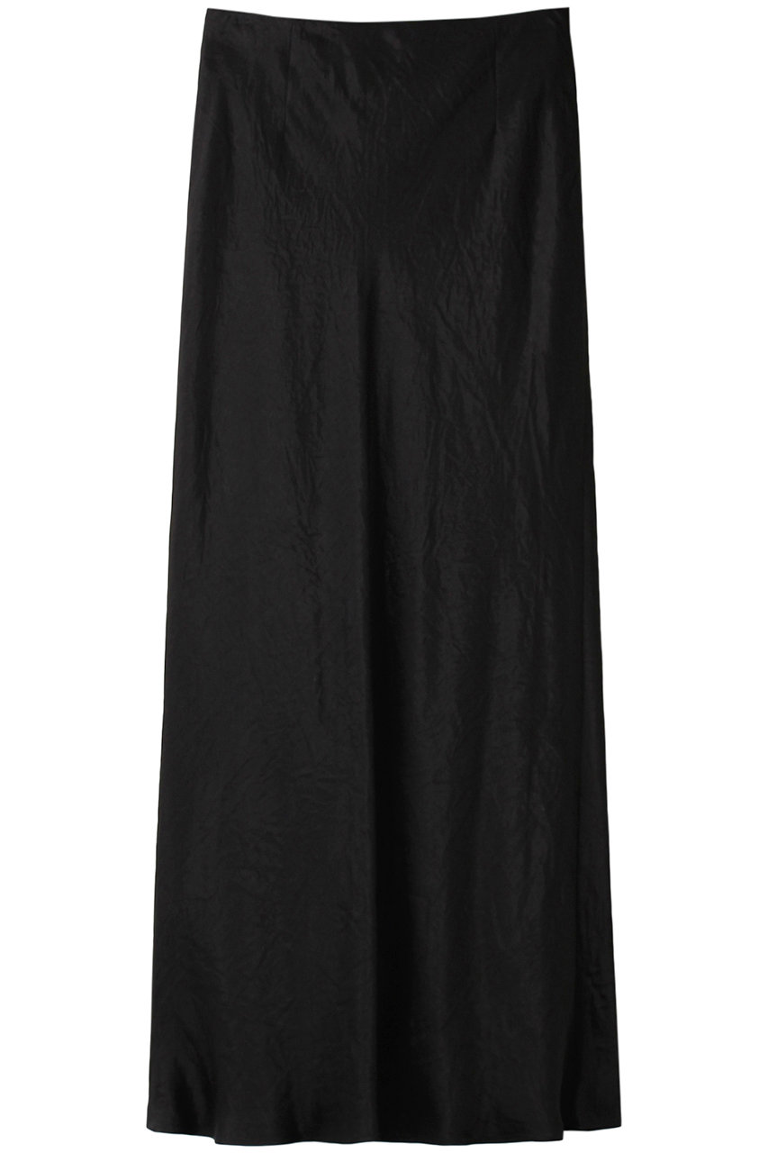 ＜ELLE SHOP＞ SACRA アセテートサテンスカート (ブラック 36) サクラ ELLE SHOP
